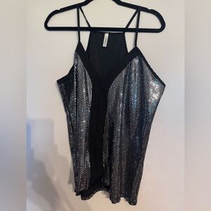 Silver and black sparkle tank size M